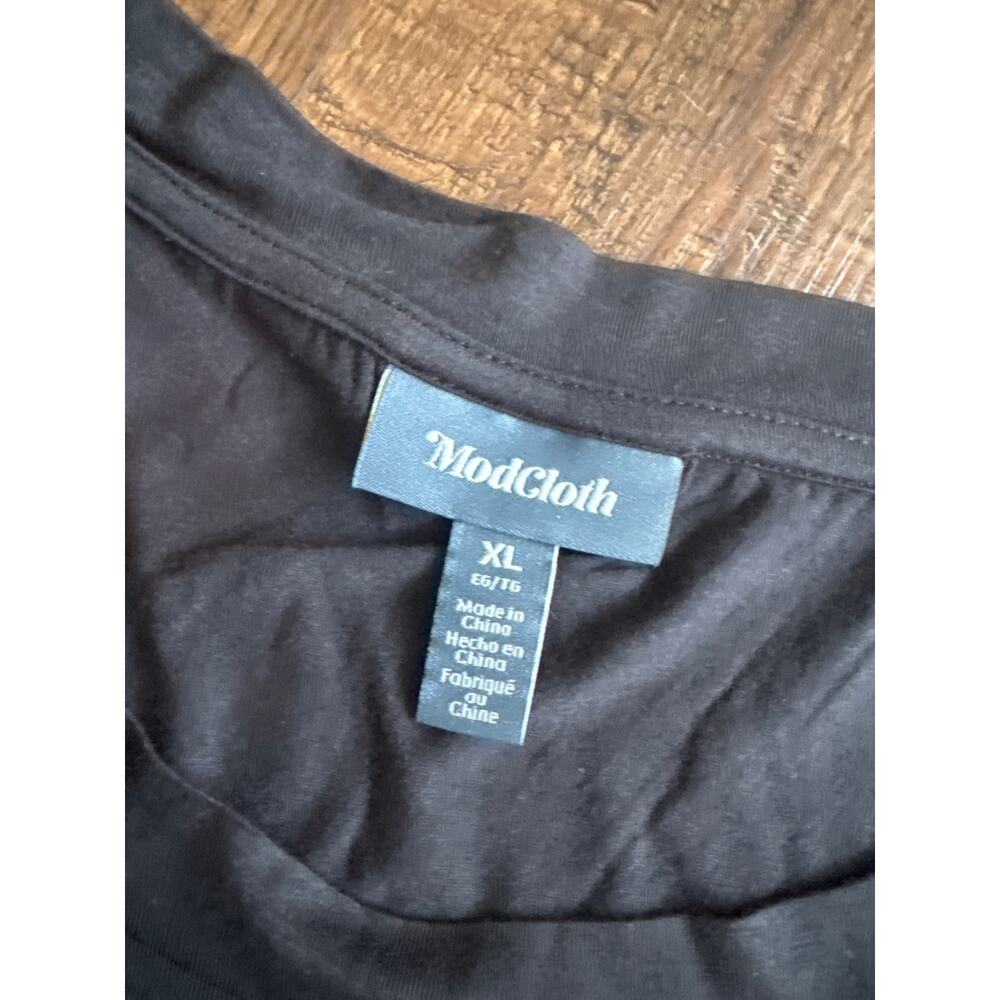 ModCloth Black Round Neck Soft Tunic Short Sleeve Tee Basic Minimalist XL NWT - Picture 3 of 6